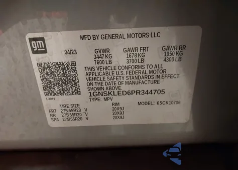 2023 Chevrolet Tahoe 4Wd Commercial Fleet from USA, damaged, VIN 1GNSKLED6PR344705